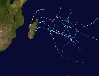 Trajectoire des cyclones.