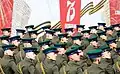 Militaires en uniformes des troupes frontalières de l'ère soviétique lors du Défilé du Jour de la Victoire 2020&nbsp;(en) de Moscou.