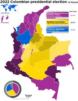 Candidat arrivé en tête au 1er tour par département