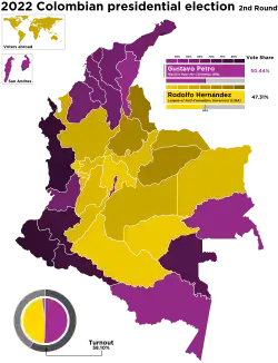 Candidat arrivé en tête au 2e tour par département
