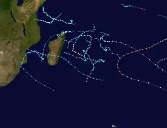 Trajectoire des cyclones.