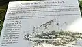 Panneau d'information touristique de l'ancienne pêcherie à anguilles (gored) du Roc'h sur le Scorff (limite Arzano-Plouay).