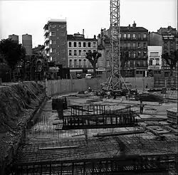 Les travaux du nouveau marché, par André Cros (1965, Archives municipales).