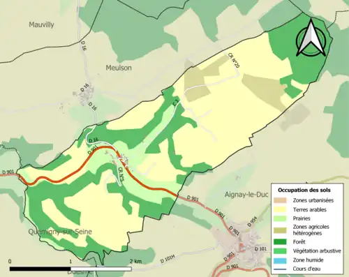 Carte en couleurs présentant l'occupation des sols.