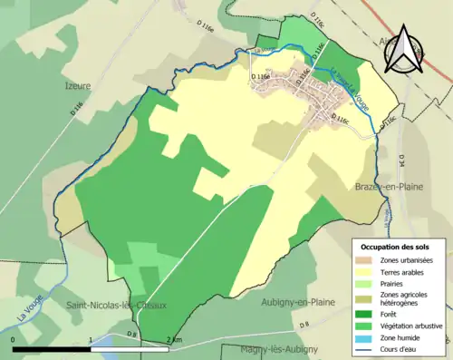 Carte en couleurs présentant l'occupation des sols.