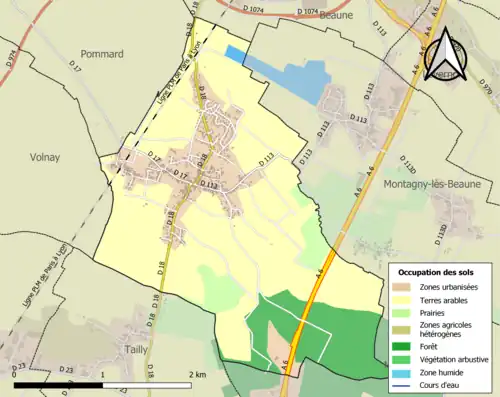 Carte en couleurs présentant l'occupation des sols.