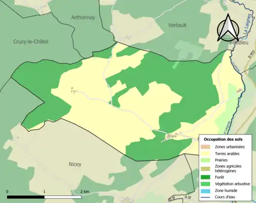 Carte en couleurs présentant l'occupation des sols.