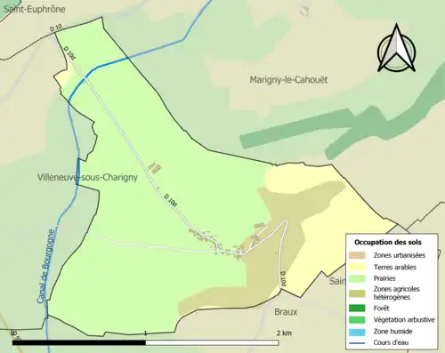 Carte en couleurs présentant l'occupation des sols.