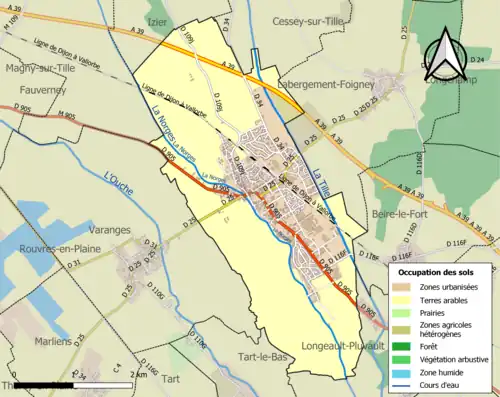 Carte en couleurs présentant l'occupation des sols.