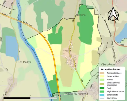 Carte en couleurs présentant l'occupation des sols.