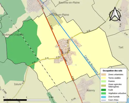 Carte en couleurs présentant l'occupation des sols.