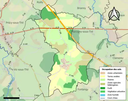 Carte en couleurs présentant l'occupation des sols.