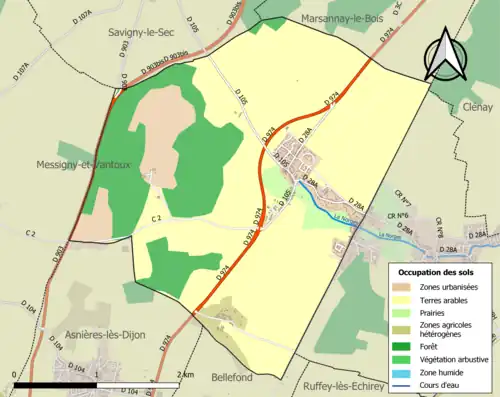 Carte en couleurs présentant l'occupation des sols.