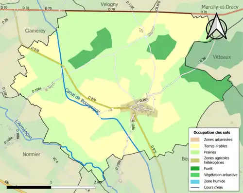 Carte en couleurs présentant l'occupation des sols.