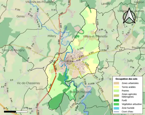 Carte en couleurs présentant l'occupation des sols.