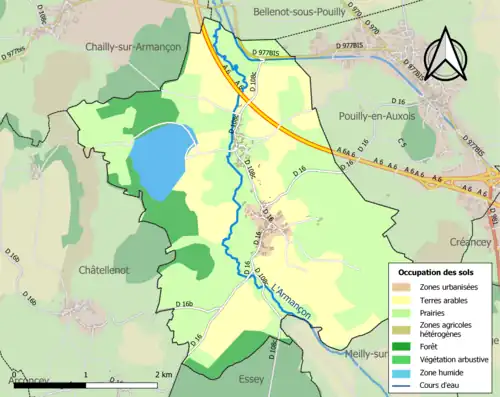 Carte en couleurs présentant l'occupation des sols.