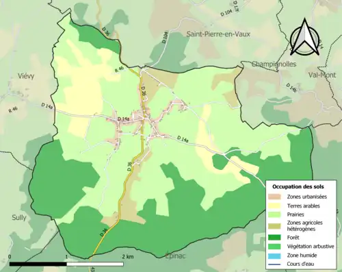 Carte en couleurs présentant l'occupation des sols.