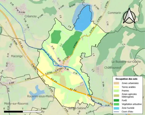 Carte en couleurs présentant l'occupation des sols.