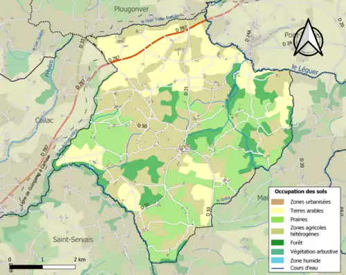 Carte en couleurs présentant l'occupation des sols.