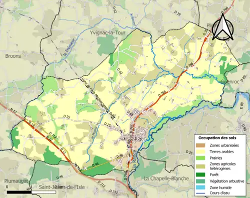 Carte en couleurs présentant l'occupation des sols.
