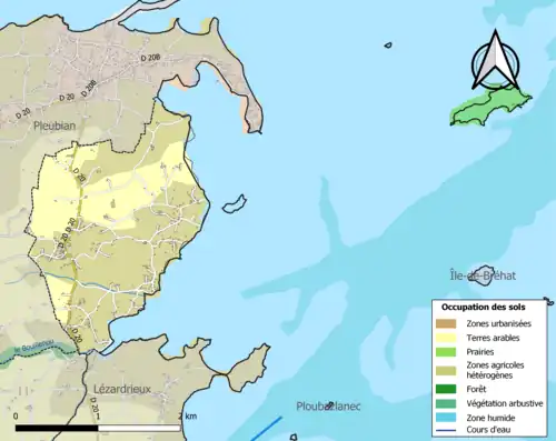 Carte en couleurs présentant l'occupation des sols.