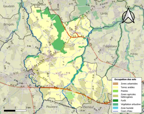 Carte en couleurs présentant l'occupation des sols.