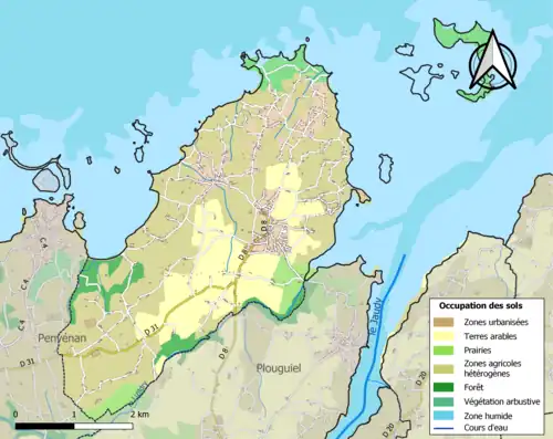 Carte en couleurs présentant l'occupation des sols.