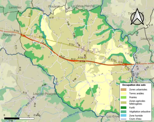 Carte en couleurs présentant l'occupation des sols.