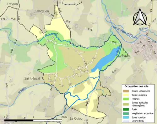 Carte en couleurs présentant l'occupation des sols.