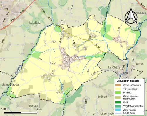 Carte en couleurs présentant l'occupation des sols.