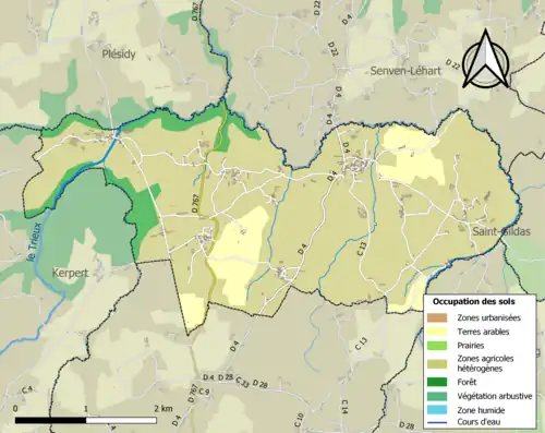Carte en couleurs présentant l'occupation des sols.