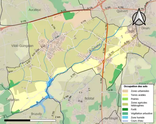 Carte en couleurs présentant l'occupation des sols.