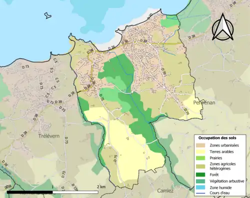 Carte en couleurs présentant l'occupation des sols.