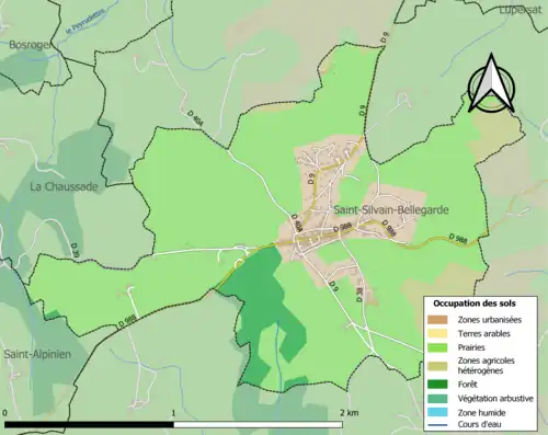 Carte en couleurs présentant l'occupation des sols.