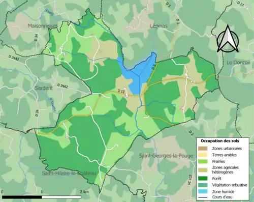 Carte en couleurs présentant l'occupation des sols.