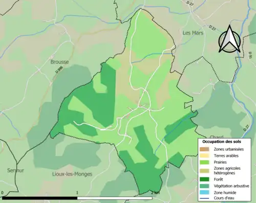 Carte en couleurs présentant l'occupation des sols.