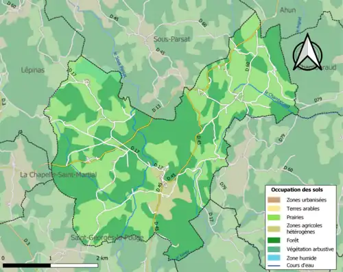 Carte en couleurs présentant l'occupation des sols.