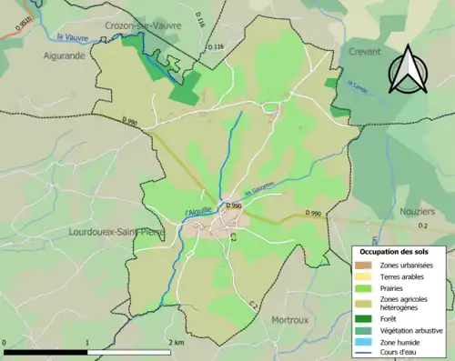Carte en couleurs présentant l'occupation des sols.
