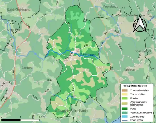 Carte en couleurs présentant l'occupation des sols.