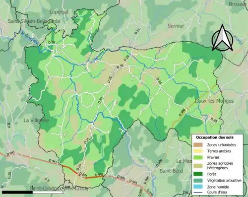 Carte en couleurs présentant l'occupation des sols.
