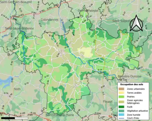 Carte en couleurs présentant l'occupation des sols.