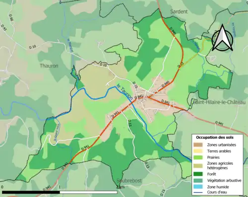 Carte en couleurs présentant l'occupation des sols.