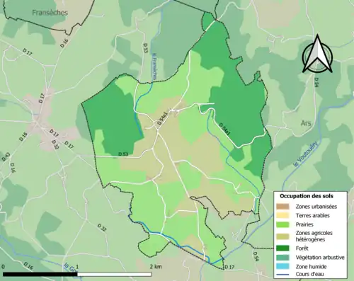 Carte en couleurs présentant l'occupation des sols.