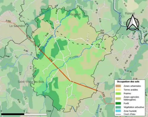 Carte en couleurs présentant l'occupation des sols.