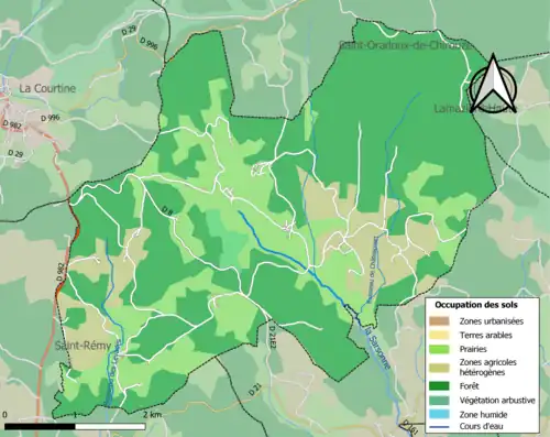 Carte en couleurs présentant l'occupation des sols.