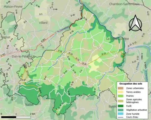 Carte en couleurs présentant l'occupation des sols.