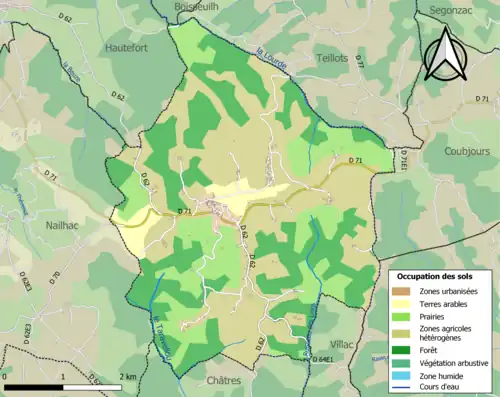 Carte en couleurs présentant l'occupation des sols.