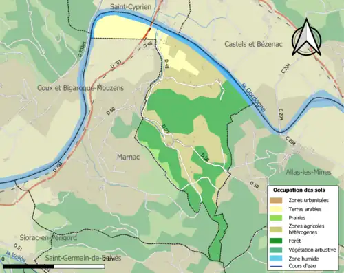 Carte en couleurs présentant l'occupation des sols.