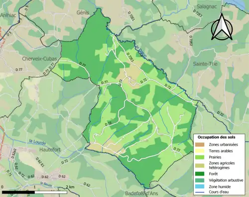 Carte en couleurs présentant l'occupation des sols.