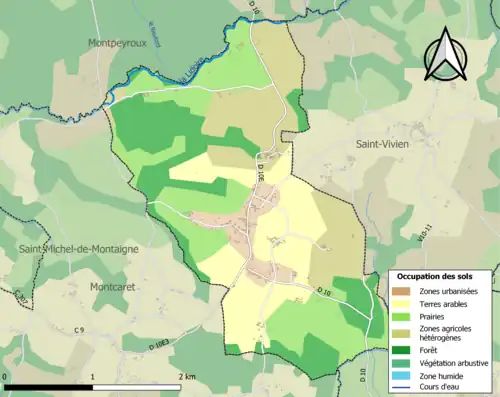 Carte en couleurs présentant l'occupation des sols.